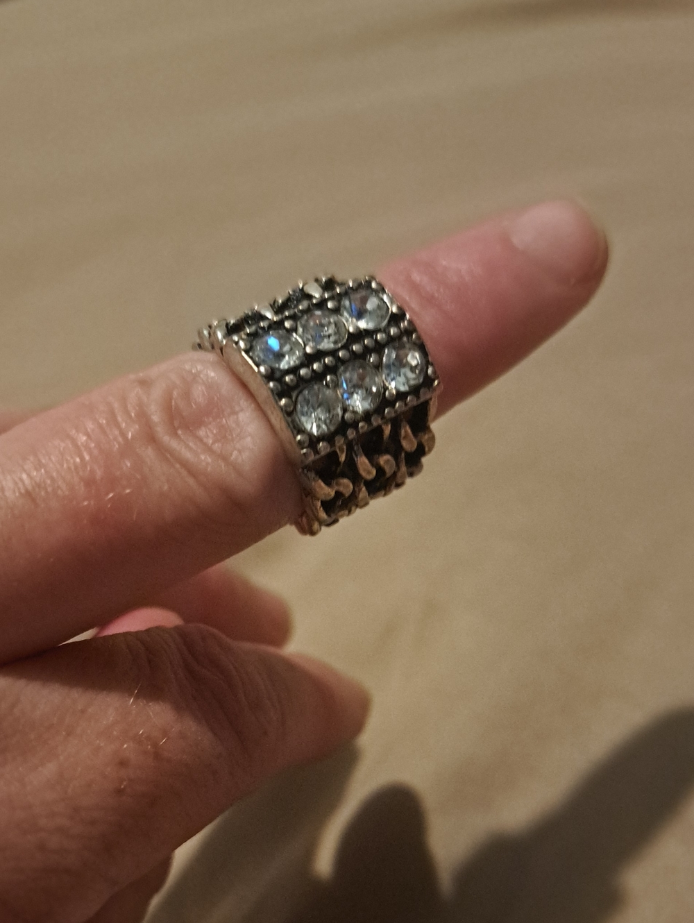 Silver-Tone Crystal Statement Ring in Clear PREMIER DESIGNS SIZE 5